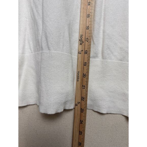 Calia Women's Pointelle Long Sleeve in Creamy White Sz M Boxy Side Slits Cropped - Picture 13 of 15